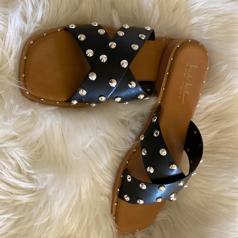 Black with Silver Spikes Nicole Miller Flats
